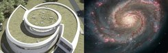 Bild links: Architekten Bernhardt+Partner. Bild rechts: NASA/ESA, S. Beckwith (STScI), Hubble Heritage Team (STScI/AURA); nachträglich perspektivisch verzerrt.