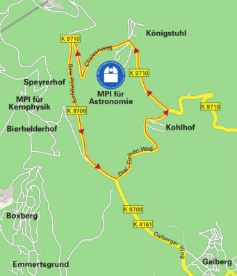 Einbahnstraßenregelung auf dem Königstuhl zum astronomischen Tag der Offenen Tür am 21. Juni 2015 Einbahnstraßenregelung auf dem Königstuhl zum astronomischen Tag der Offenen Tür am 21. Juni 2015