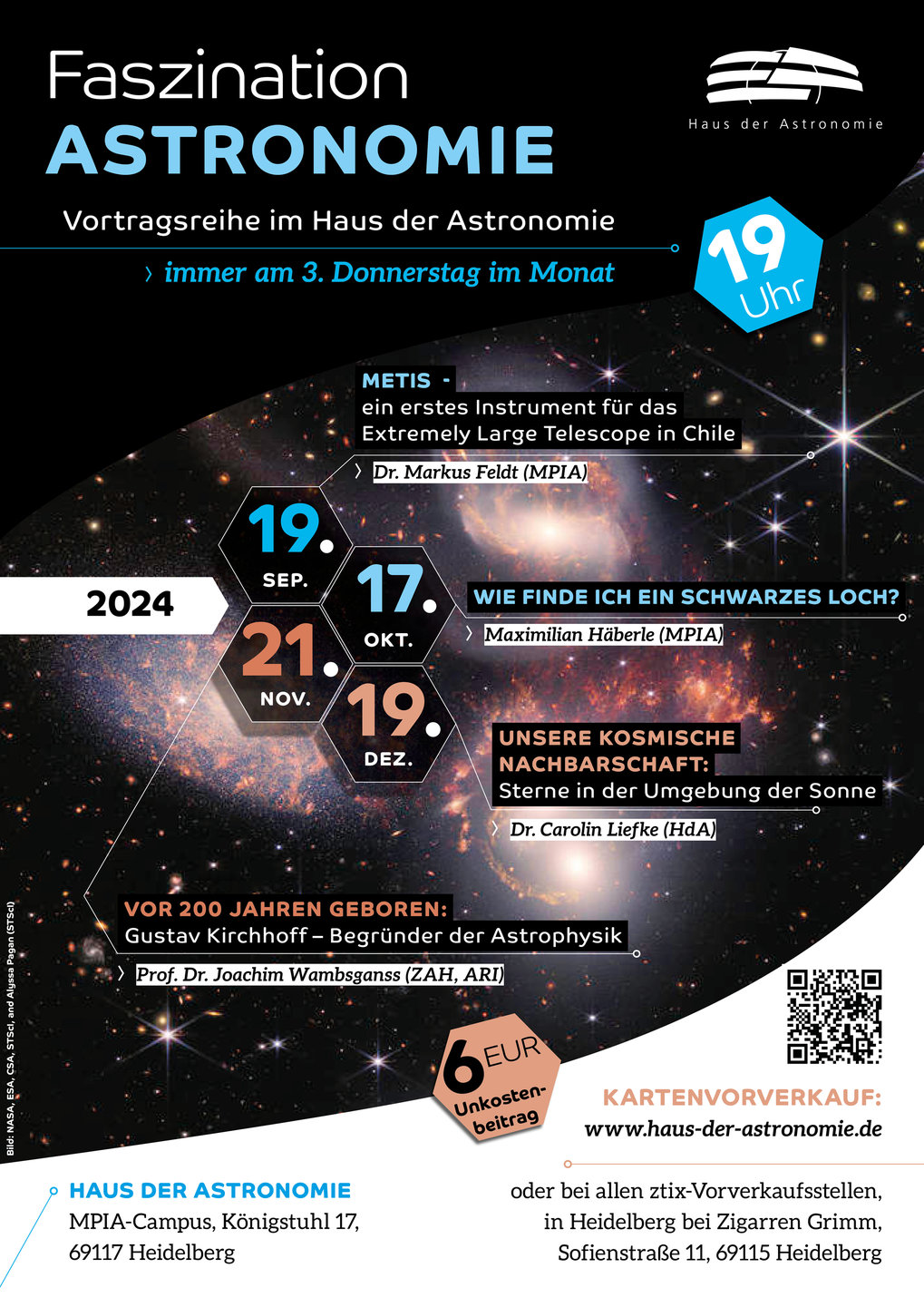 Poster zur Vortragsreihe Faszination Astronomie - Sept. bis Dez. 2024