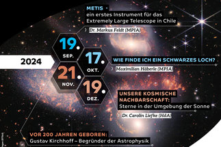 Poster zur Vortragsreihe Faszination Astronomie - Sept. bis Dez. 2024